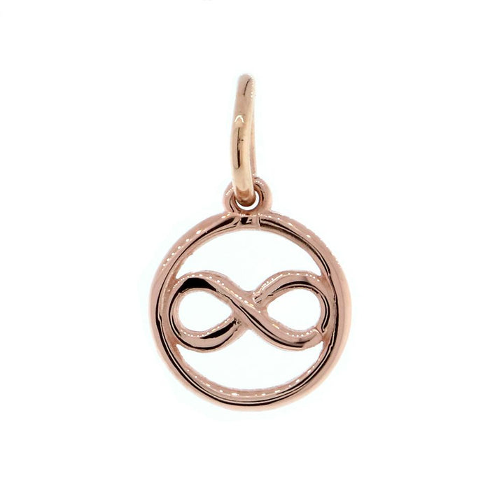 Mini Infinity and Circle Charm in 14K Pink, Rose Gold