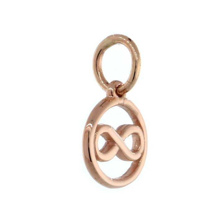 Mini Infinity and Circle Charm in 18k Pink, Rose Gold