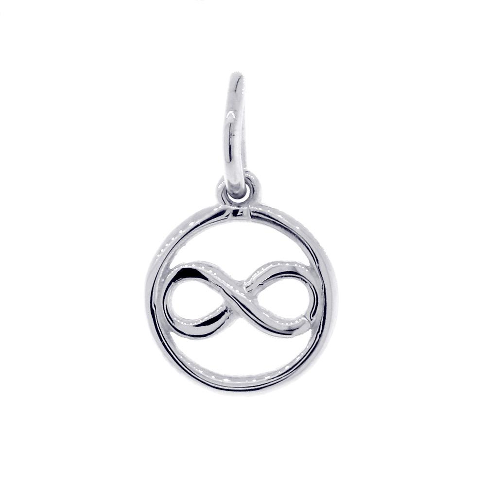 Mini Infinity and Circle Charm in 18k White Gold