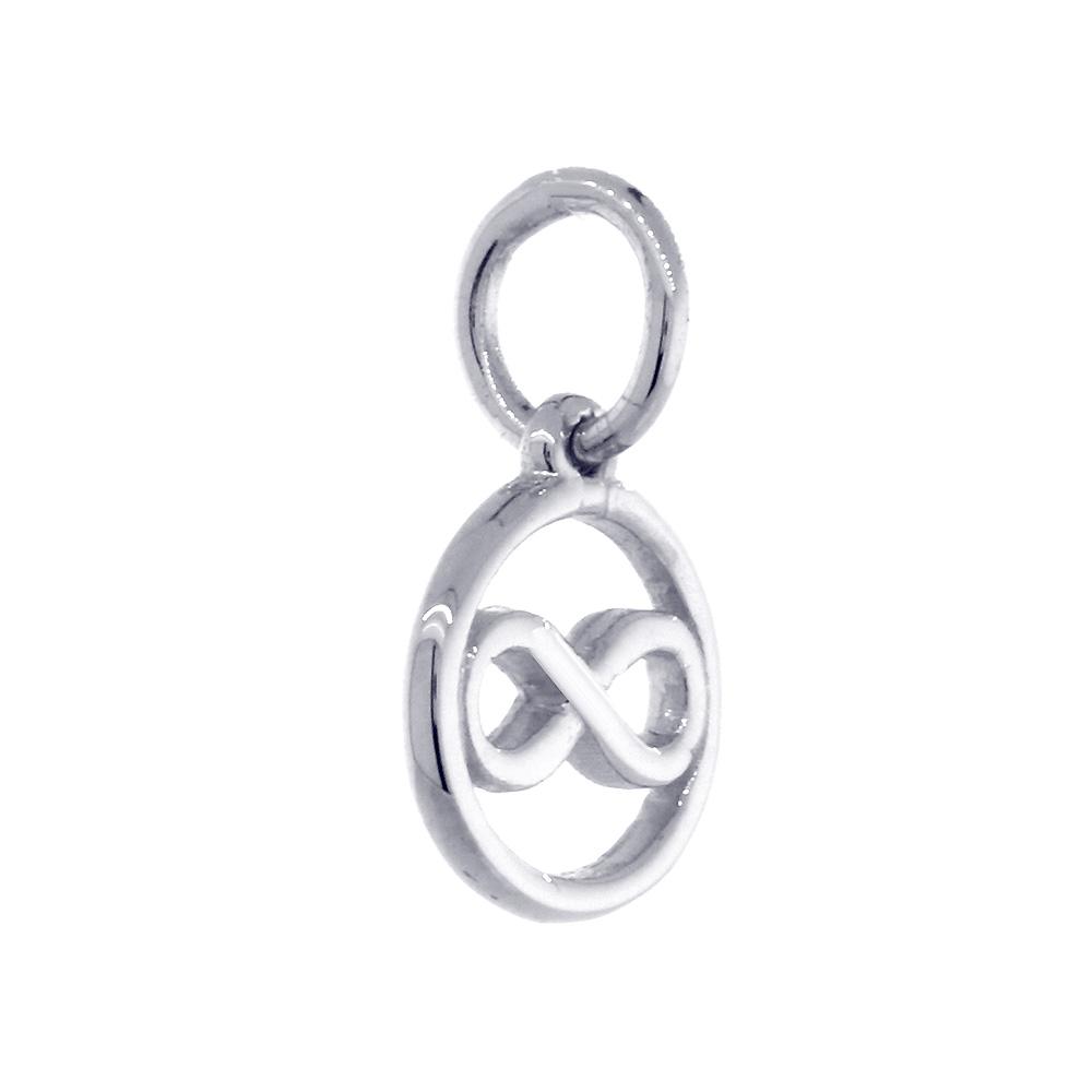 Mini Infinity and Circle Charm in 18k White Gold