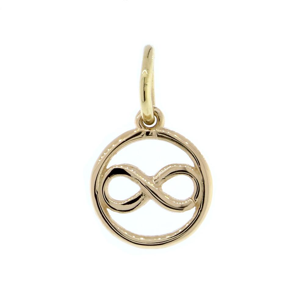 Mini Infinity and Circle Charm in 18k Yellow Gold