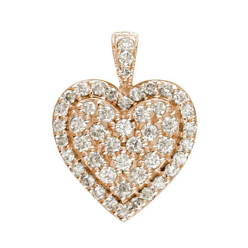 Diamond Cluster Heart Pendant, 1.25CT in 18K Pink, Rose Gold