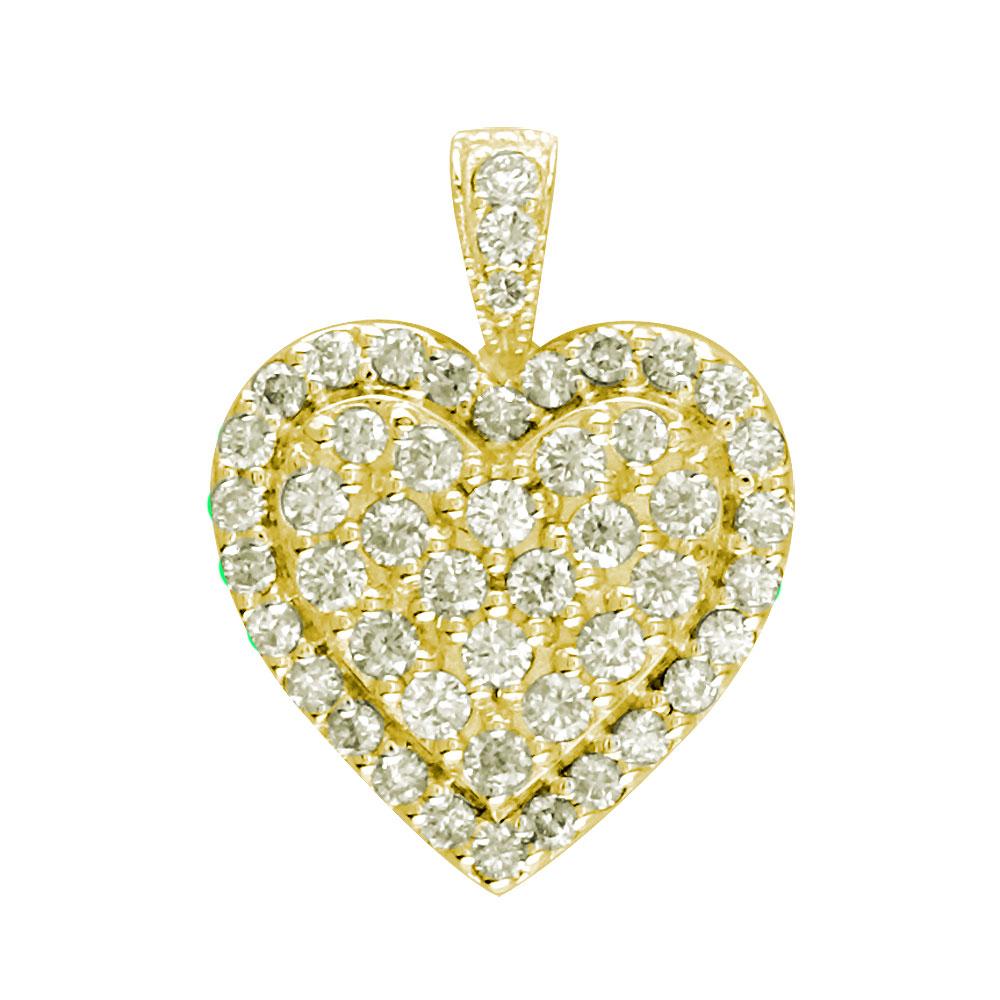 Diamond Cluster Heart Pendant, 1.25CT in 18K yellow gold