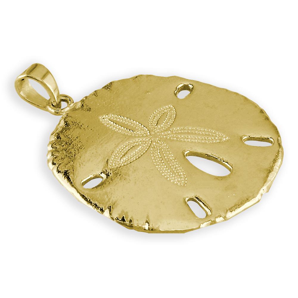Large Sand Dollar Charm in 14K Yellow Gold