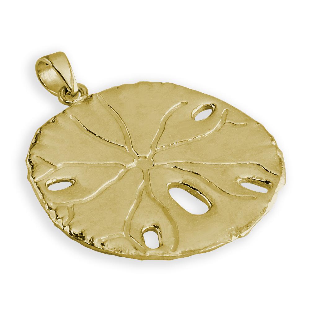 Large Sand Dollar Charm in 14K Yellow Gold