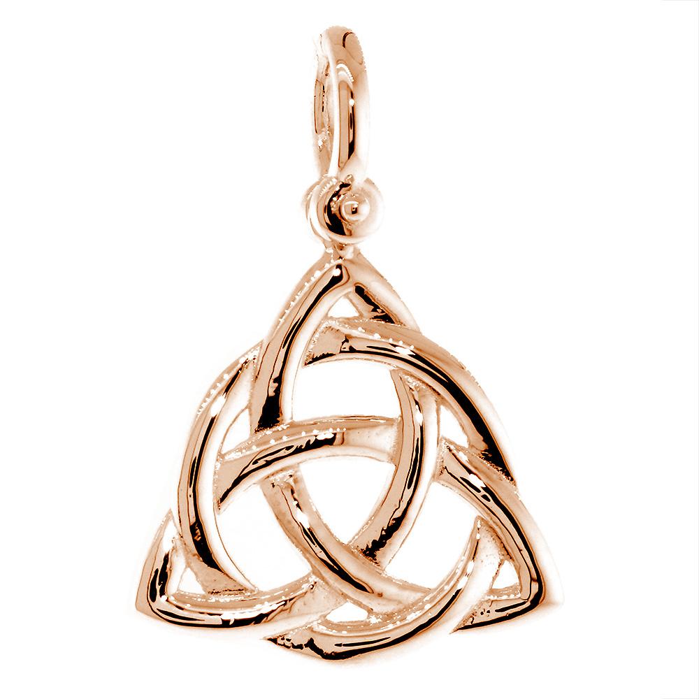 Large Triquetra Irish Infinity Knot Symbol Charm in 14K Pink, Rose gold