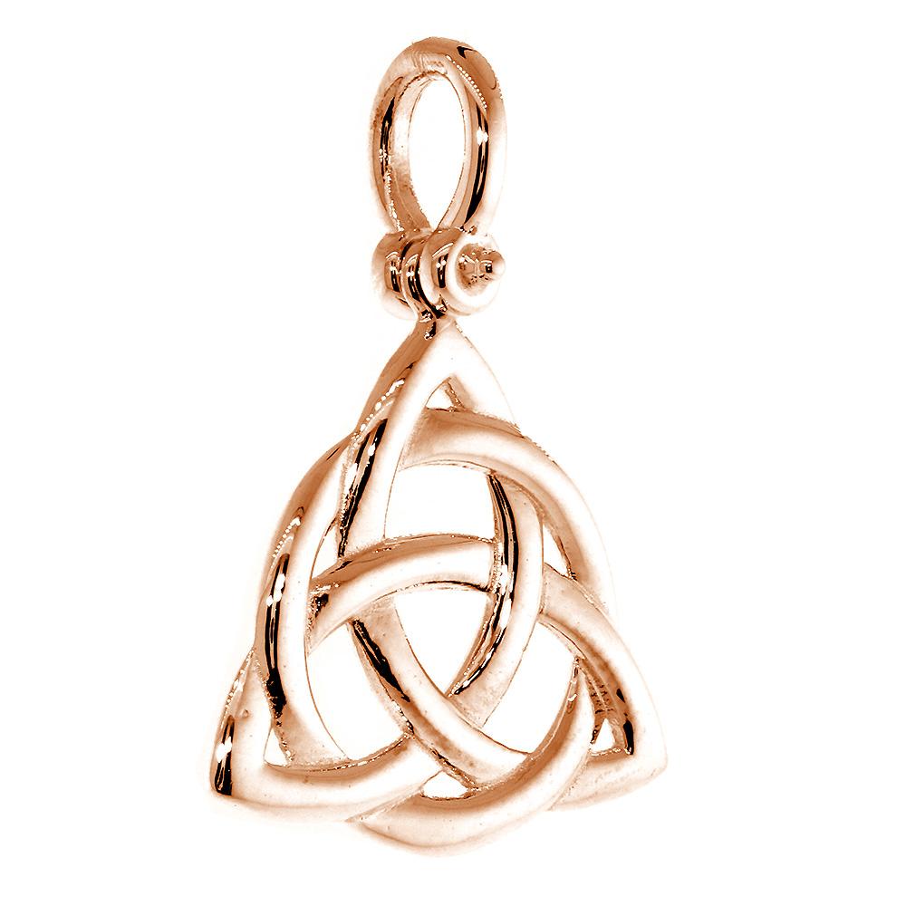 Large Triquetra Irish Infinity Knot Symbol Charm in 14K Pink, Rose gold