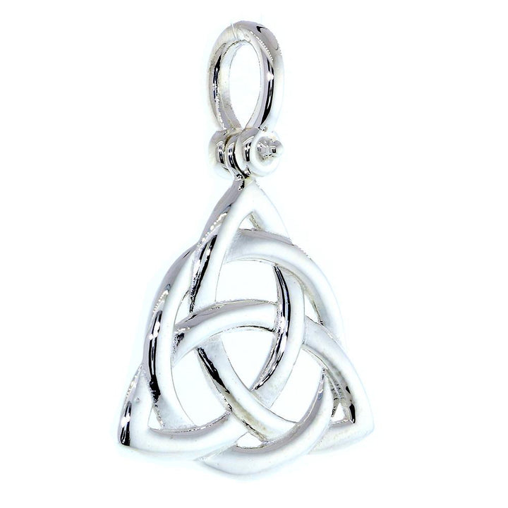 Large Triquetra Irish Infinity Knot Symbol Charm in 18K White Gold