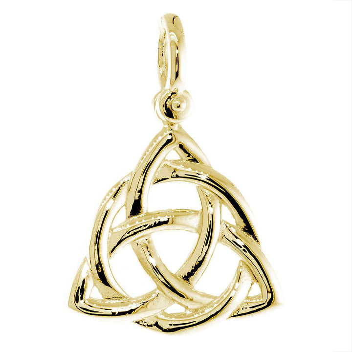 Large Triquetra Irish Infinity Knot Symbol Charm in 14K Yellow Gold