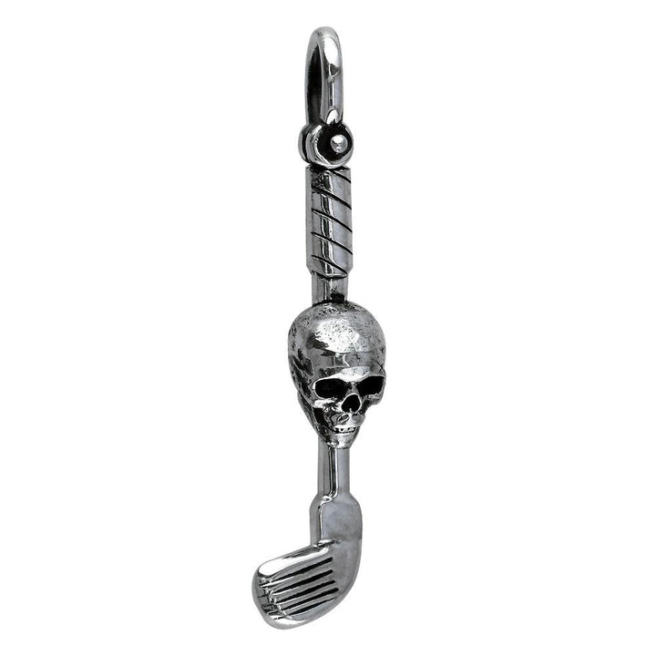 Extra Large Golf Club and Skull Charm in 18K White gold