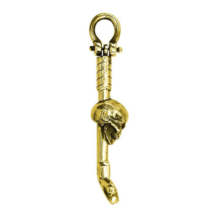 Extra Large Golf Club and Skull Charm in 14K Yellow Gold
