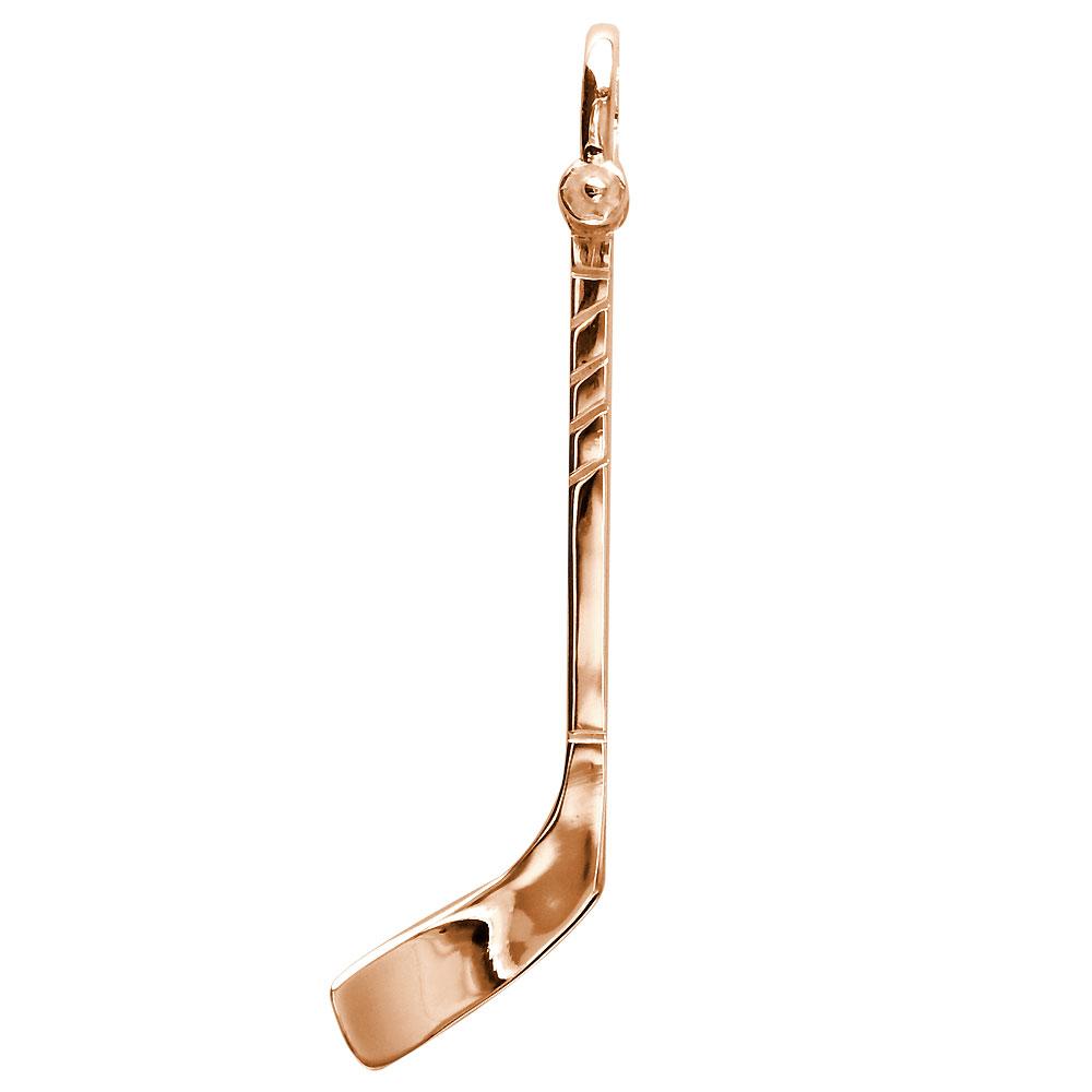 Extra Large Hockey Stick Charm in 14K Pink, Rose Gold