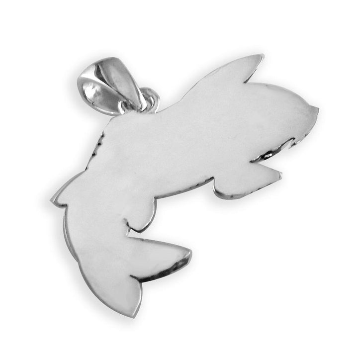 Solid Koi Fish Charm with Black in Sterling Silver