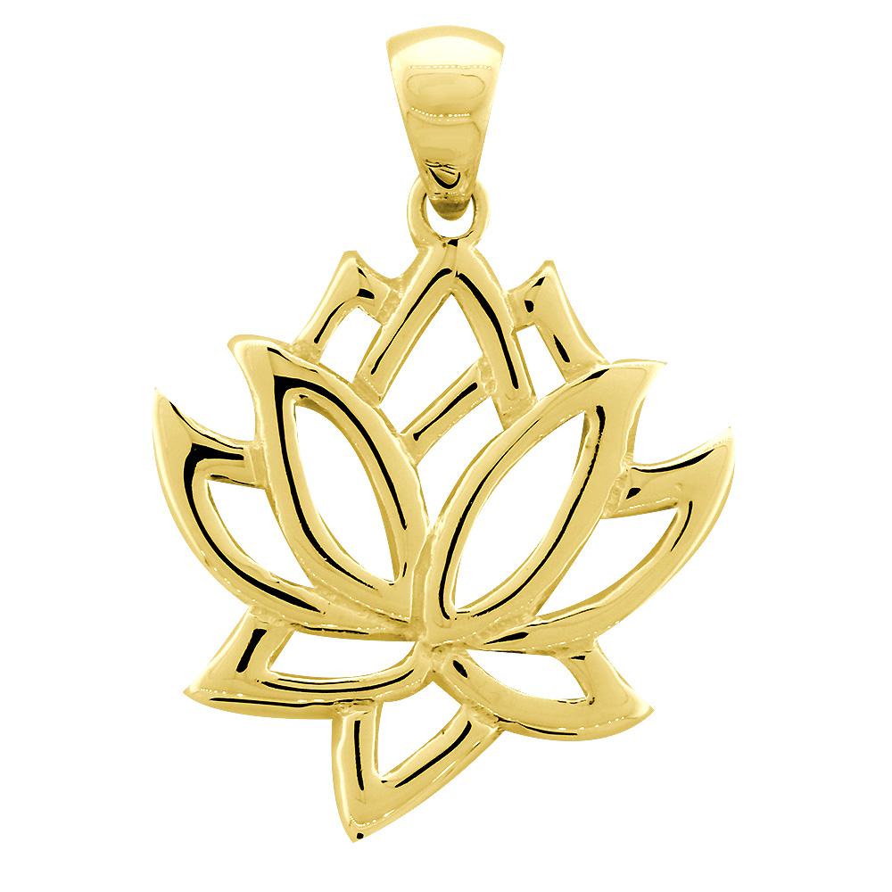 Large Lotus Flower Charm in 18K Yellow Gold