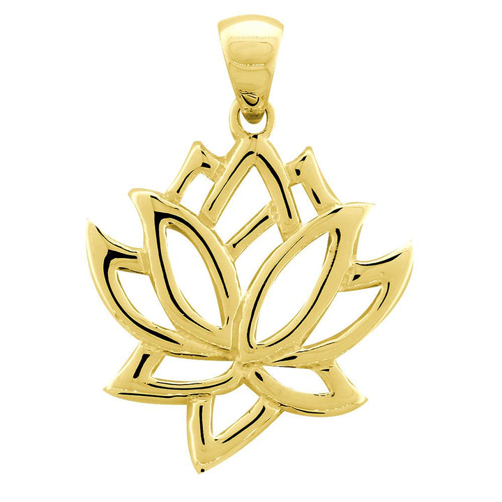 Large Lotus Flower Charm in 14k Yellow Gold