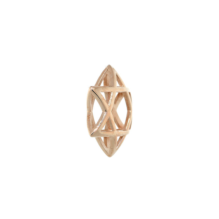 17mm 3D Open Domed Jewish Star of David Charm in 14k Pink, Rose Gold
