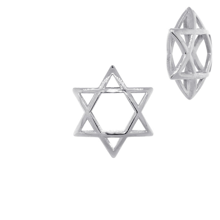 17mm 3D Open Domed Jewish Star of David Charm in 14k White Gold