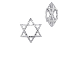 17mm 3D Open Domed Jewish Star of David Charm and 16 Inch Chain in 14k Yellow Gold