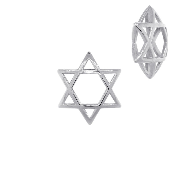 17mm 3D Open Domed Jewish Star of David Charm in Sterling Silver