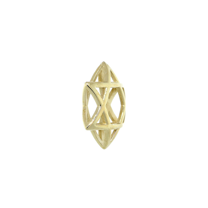 17mm 3D Open Domed Jewish Star of David Charm in 14k Yellow Gold
