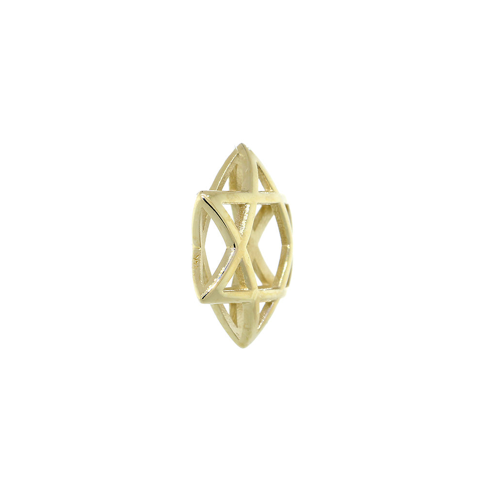 17mm 3D Open Domed Jewish Star of David Charm in 14k Yellow Gold