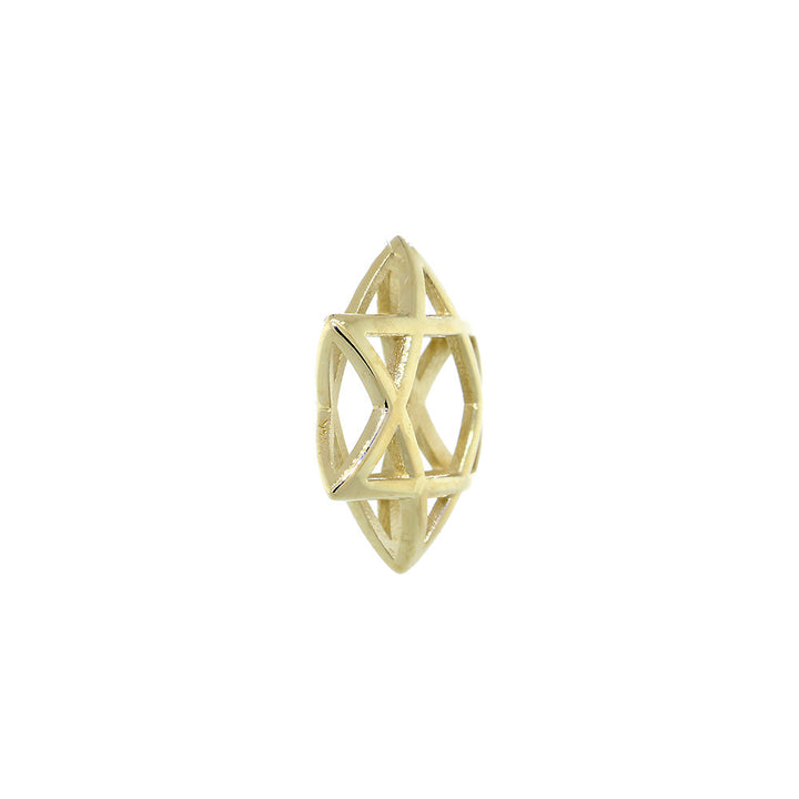 17mm 3D Open Domed Jewish Star of David Charm in 14k Yellow Gold