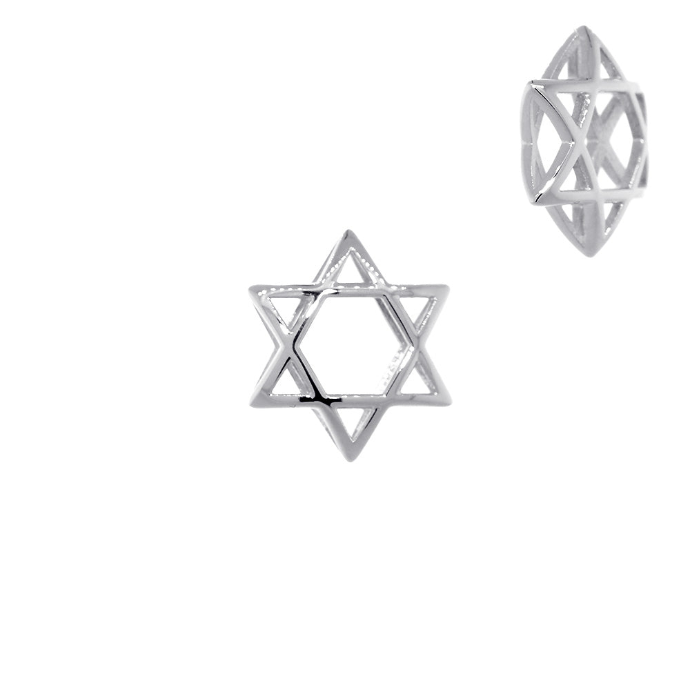 13mm 3D Open Domed Jewish Star of David Charm in Sterling Silver