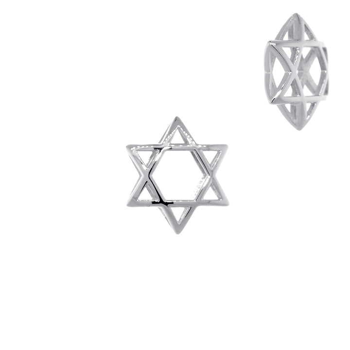 13mm 3D Open Domed Jewish Star of David Charm in Sterling Silver