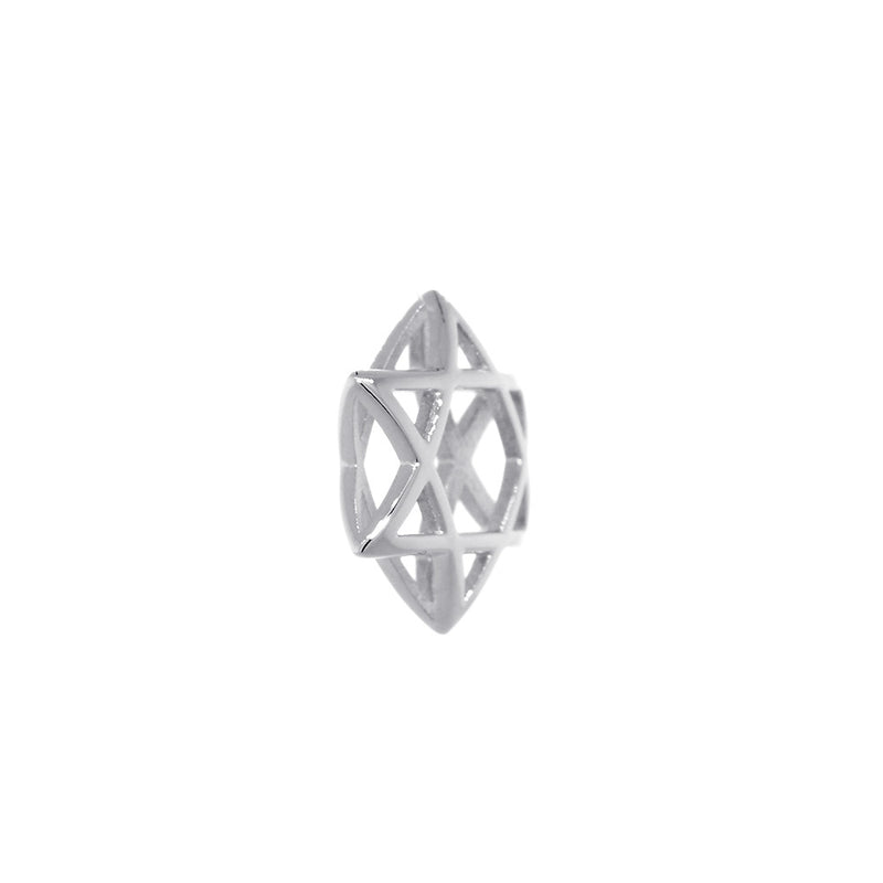 13mm 3D Open Domed Jewish Star of David Charm in 14k White Gold
