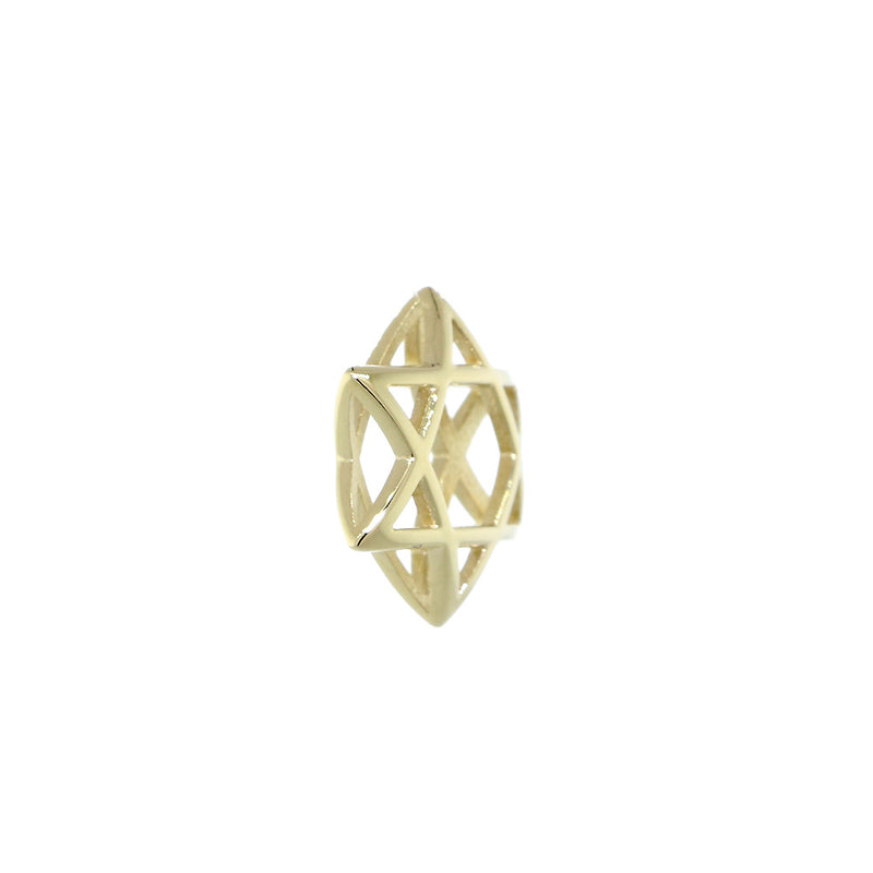 13mm 3D Open Domed Jewish Star of David Charm in 14k Yellow Gold