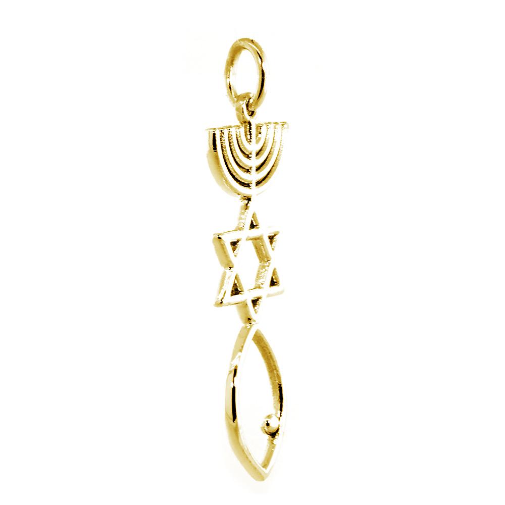 Large Messianic Seal Jewelry Charm in 14K Yellow Gold