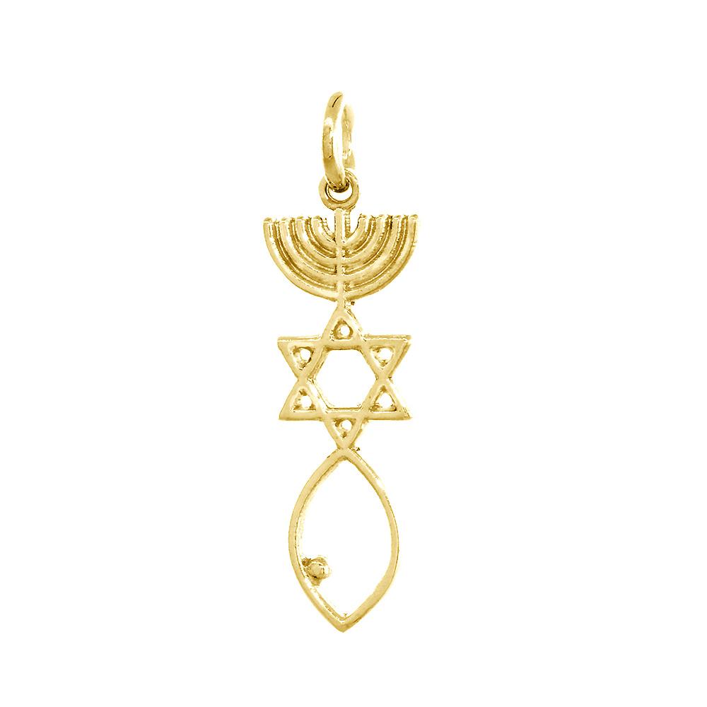 Small Messianic Seal Jewelry Charm in 14K Yellow Gold