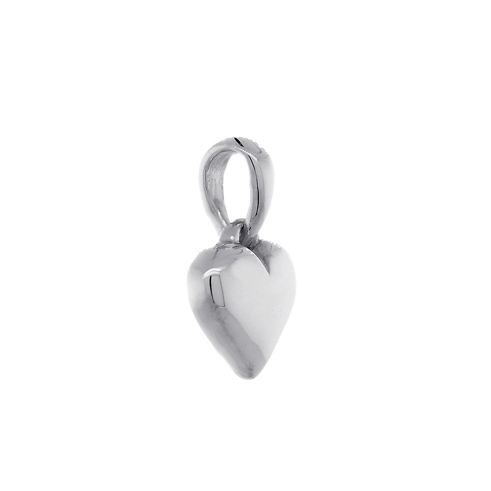 8mm Solid Domed, Puffed Heart Charm in 14K White Gold