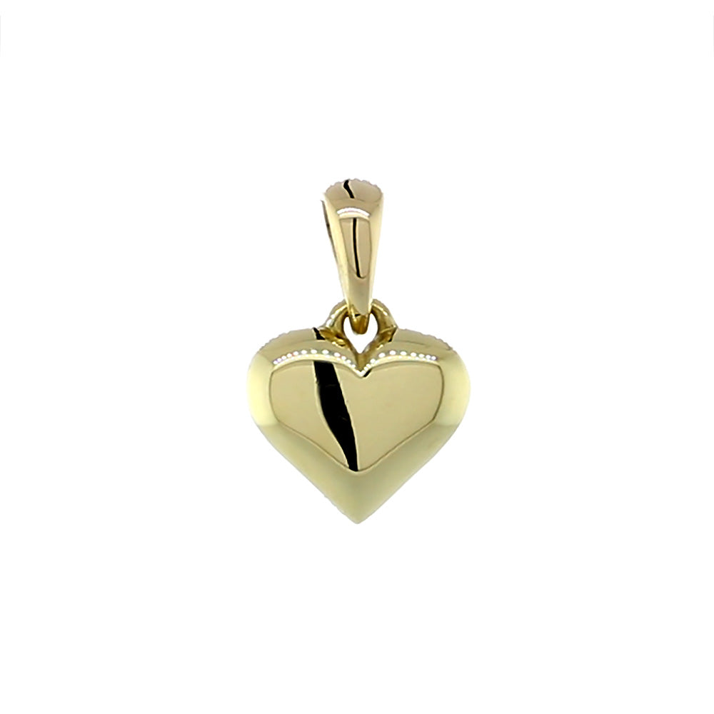 8mm Solid Domed, Puffed Heart Charm in 14K Yellow Gold