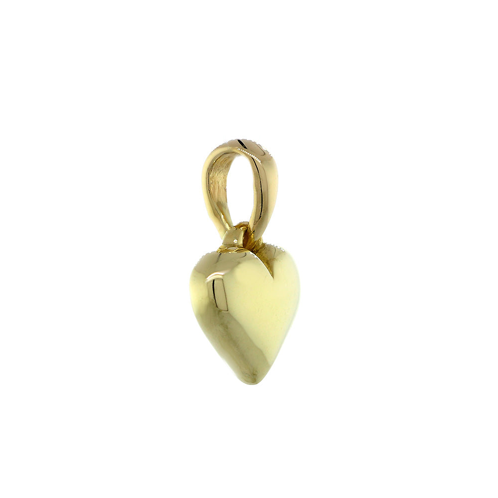 8mm Solid Domed, Puffed Heart Charm in 14K Yellow Gold