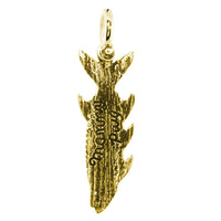 Hanging Fish Skeleton Charm with Black, 1.5 Inch Size by Manny Puig in 18k Yellow Gold