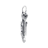 Hanging Fish Skeleton Charm with Black, 1 Inch Size by Manny Puig in Sterling Silver