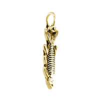 Hanging Fish Skeleton Charm with Black, 1 Inch Size by Manny Puig in 14k Yellow Gold