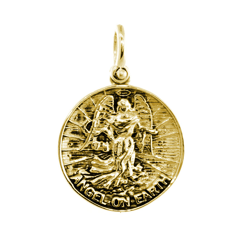 Angel on Earth Coin Charm, mm in k Yellow Gold – Sziro Jewelry