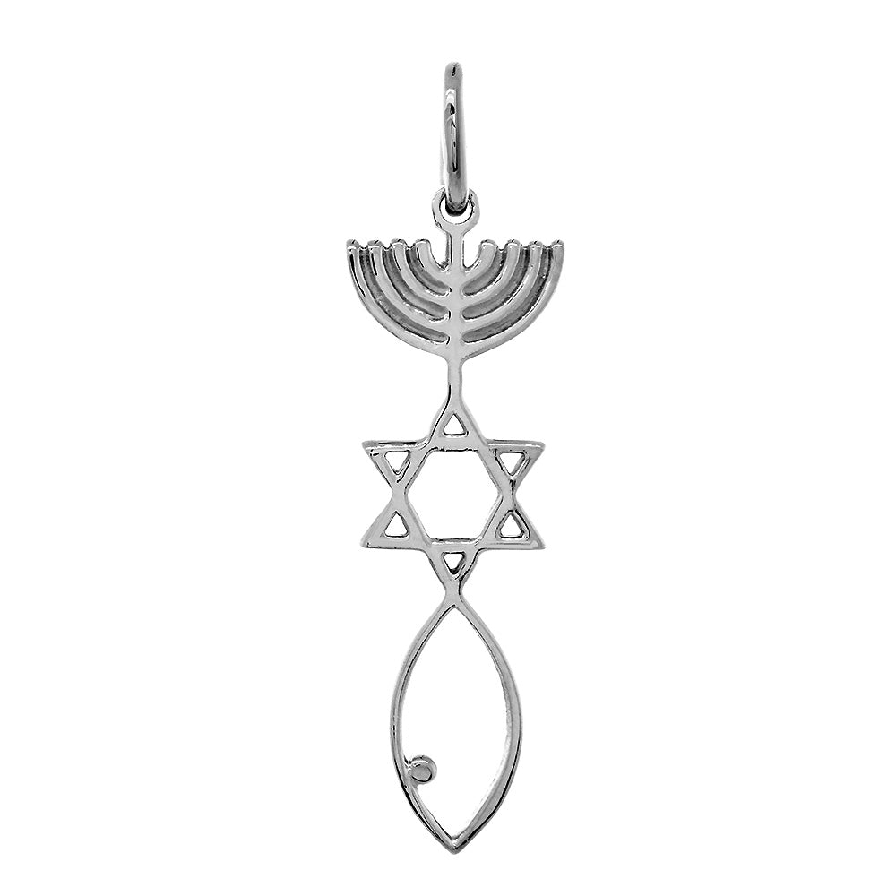 Medium Size Messianic Seal Jewelry Charm in 14k White Gold