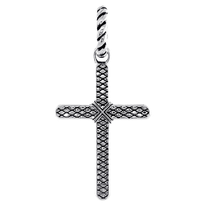 Extra Large Hardcore Metal Snake Skin Texture Cross Pendant in Sterling Silver