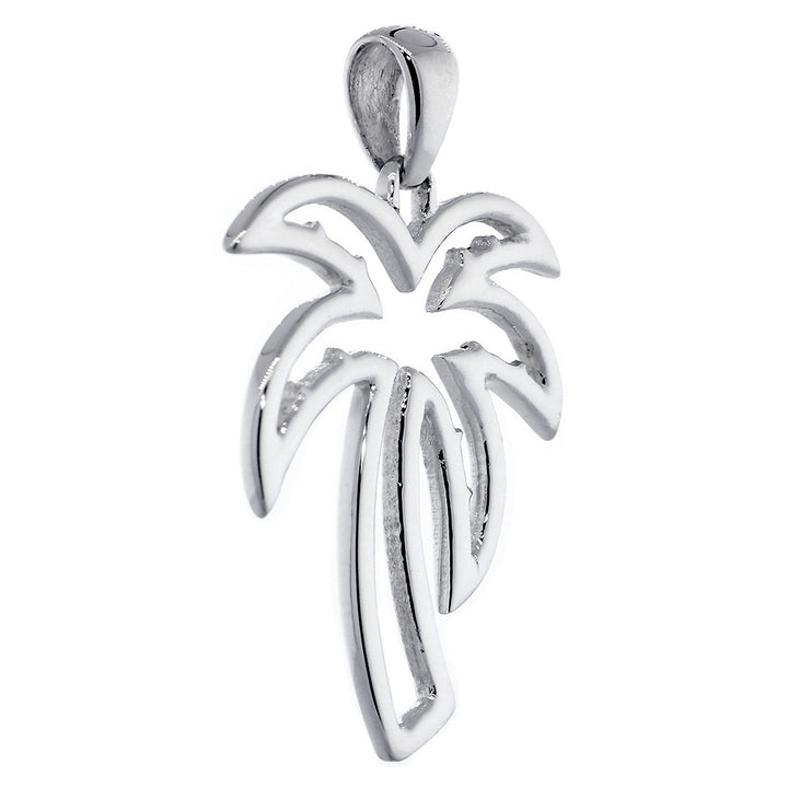 Large Open Contemporary Palm Tree Charm in Sterling Silver