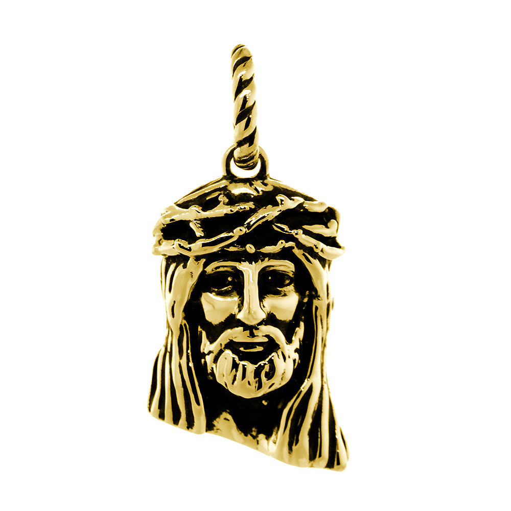 Large Jesus Christ Crown of Thorns Charm, 28mm in 14k Yellow Gold
