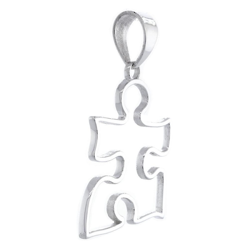 Extra Large Open Autism Awareness Charm, 28mm in 18k White Gold