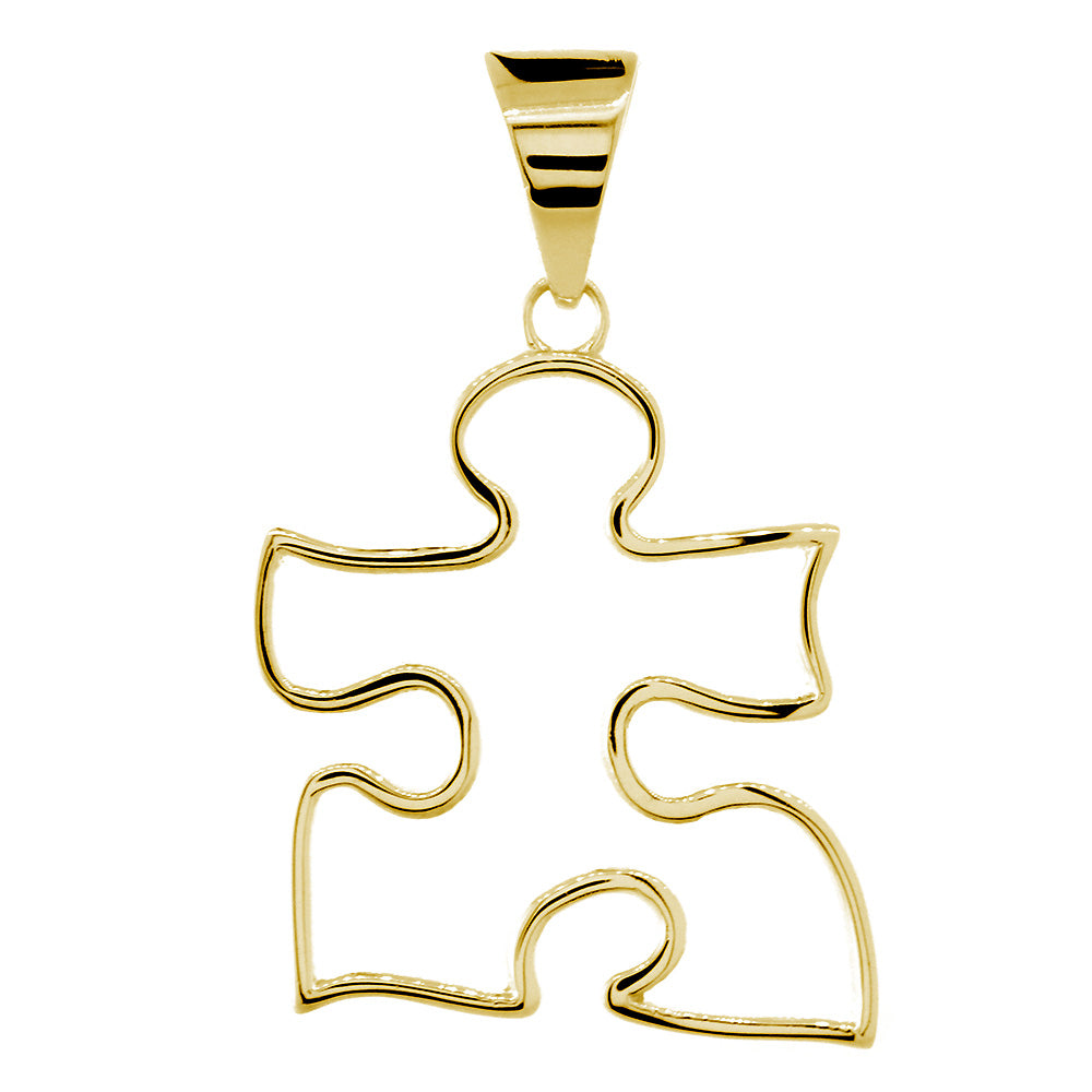 Extra Large Open Autism Awareness Charm, 28mm in 18k Yellow Gold