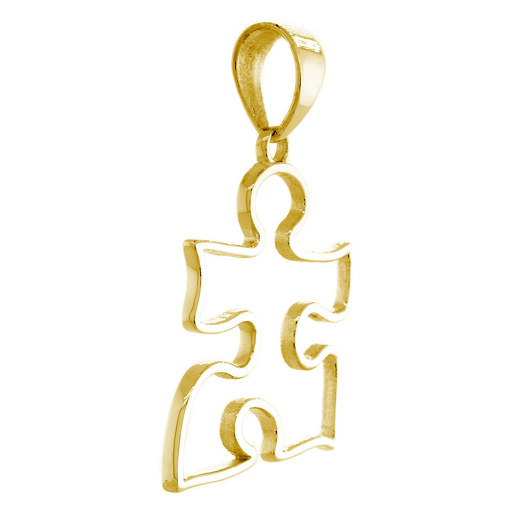 Extra Large Open Autism Awareness Charm, 28mm in 18k Yellow Gold