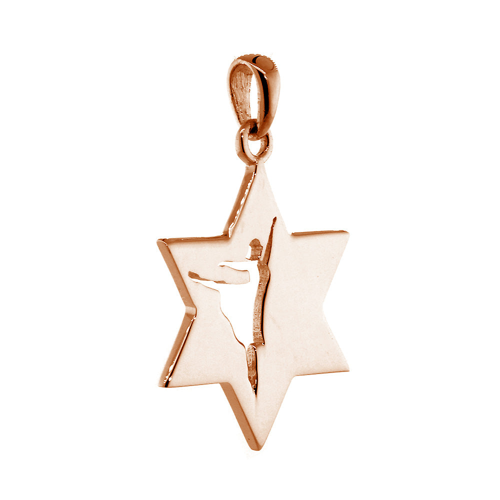 Hammered Back Texture Jewish Star of David Dancer Charm in 14k Pink, Rose Gold