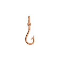 12mm Fishermans Barbed Hook and Knot Fishing Charm in 14k Pink, Rose Gold