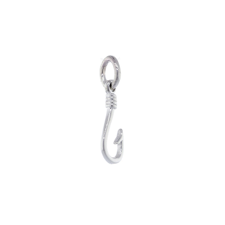 12mm Fishermans Barbed Hook and Knot Fishing Charm in Sterling Silver