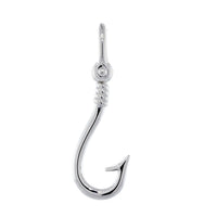 20mm Fishermans Barbed Hook and Knot Fishing Charm in Sterling Silver
